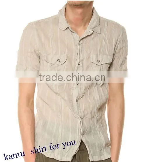 Yarn Dyed Linen Short Sleeve Linen Shirts/casual Linen Shirts for Man