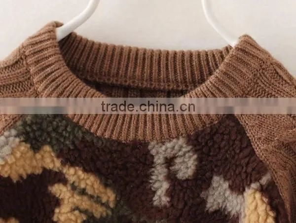 Army Green Round Neck Boys Combat Pullover Sweater photo-4