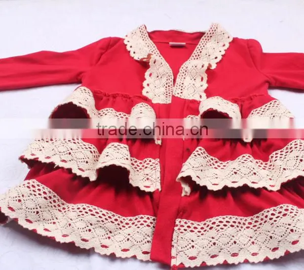 Best Kids Products Ruffle Lace Red Cotton Coat for Children Valentines Day Out Clothing photo-4