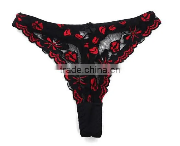 Sexy Women Embroidery G-string Lady Transparent Panties Models photo-4