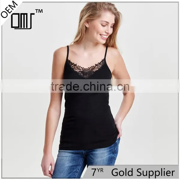 White Black Camisoles for Women Narrow Shoulder Straps Slim Lace Tank Tops