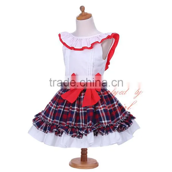 Tartan Crop Top and Skirt Set Spanish Baby Clothing photo-2