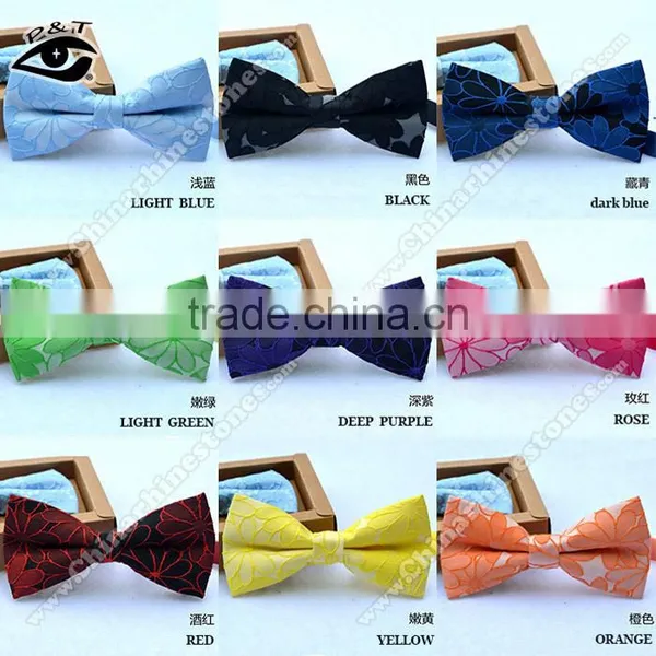 9 Colors 12x6 CM Flower Embroideried Jacquard Party Bow Tie Silk Bowtie for Men photo-3