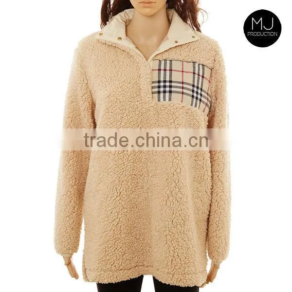 Factory Custom Pullover Oversize Plaid Sweater Woman photo-5