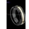 Fashion Tungsten Men's Ring With Gold Inlay and Black Plating