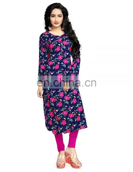Women Casual Wear Rayon Soft Cotton Floral Printed Kurti (Party Wear Tops)