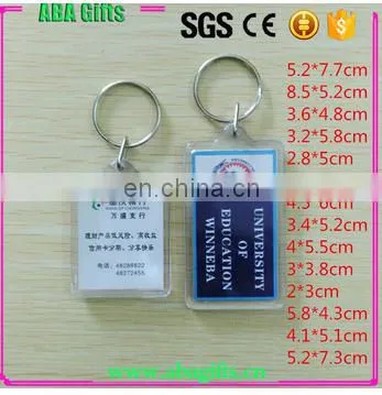 Rectangle Shape Plastic Clear Transparent Blank Photo Insert Acrylic Keychain photo-2