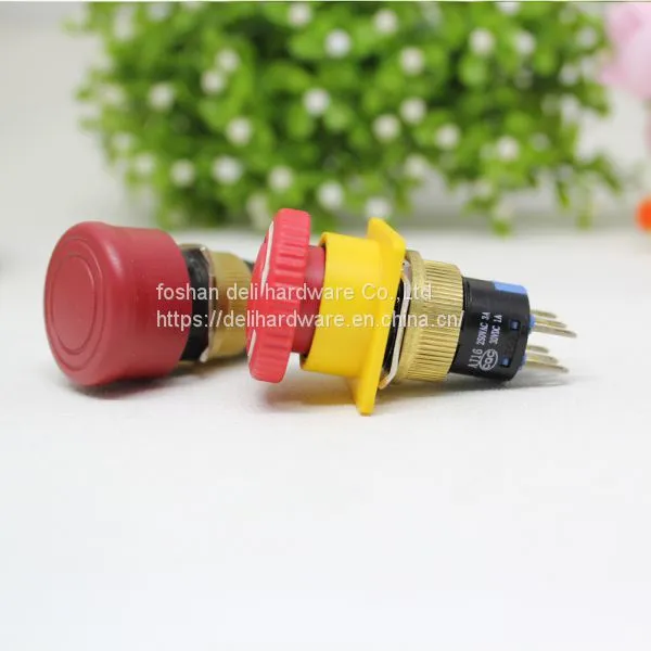 16mm 3A 250V AC Emergency Stop Switch / Spring Push Buttons Switch photo-2