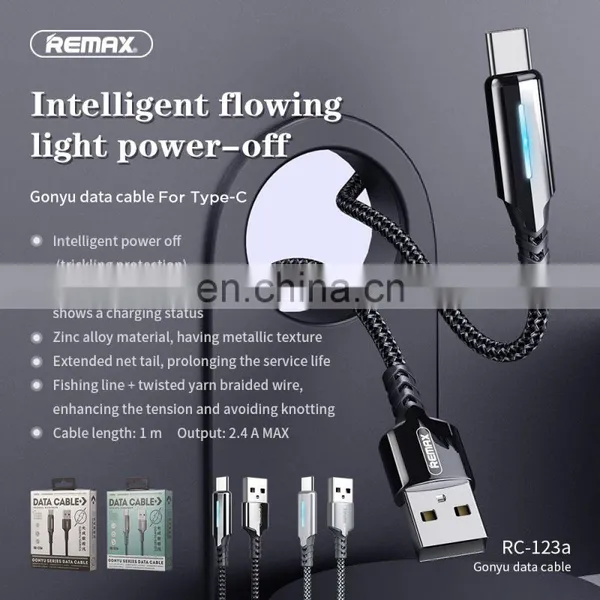 Remax Black Sliver Auto Power off Charging USB To Lighting / Type C Cable photo-5