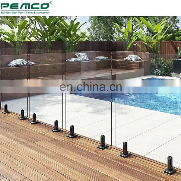 New Design Ss Glass Fencing Railing Exterior Tempered Swimming Pool Black Glass Spigot Railing photo-2