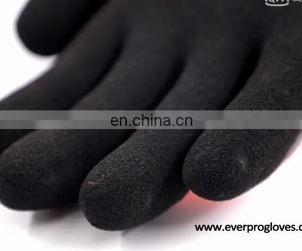 Yellow Neon Poly Cotton 300NB Latex Gripster Black Rubber Dip Safety Gloves For Winter photo-4