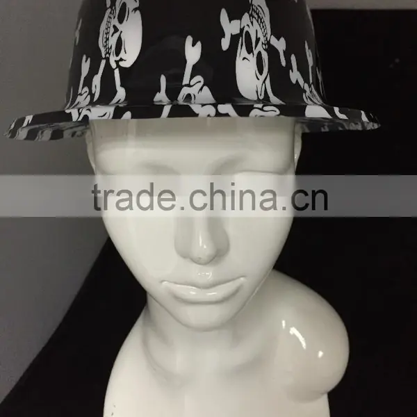 Wholesale Cheap Price Promotional Halloween Decorations Plastic Fedora Hats for Adults ,halloween Party Favor