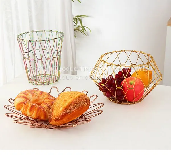 Wholesale Cheap Living Room Modern Simple Kitchen Storage Organizer Folding Fruit Basket photo-2