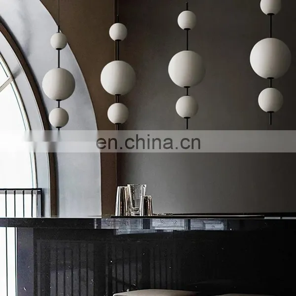 Creative Modern Nordic Chandelier Lamp White Gourd Simple Round Glass Ball LED Indoor Pendant Light photo-3