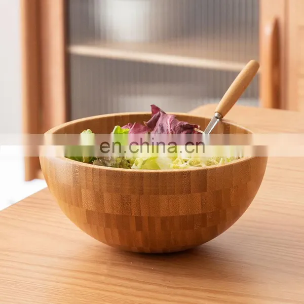 High Quality Factory Wholesale Round Bamboo Wooden Salad Bowl photo-2