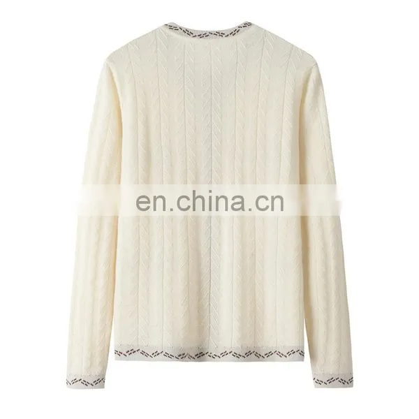 2024 Ladies Cardigan Soft Single Breasted Cashmere Sweater OEM Service Winter Casual Solid Pattern New Style photo-2