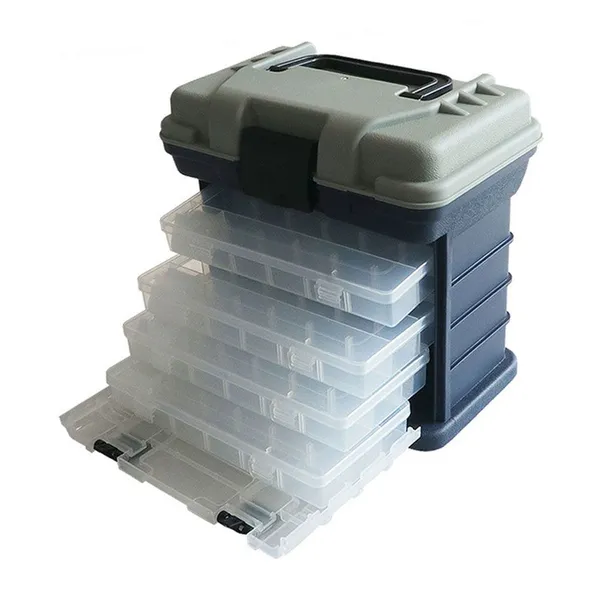 Fishing Tackle Box Four Removable Racks Lure and Hooks Storage Multipurpose Utility Box photo-2