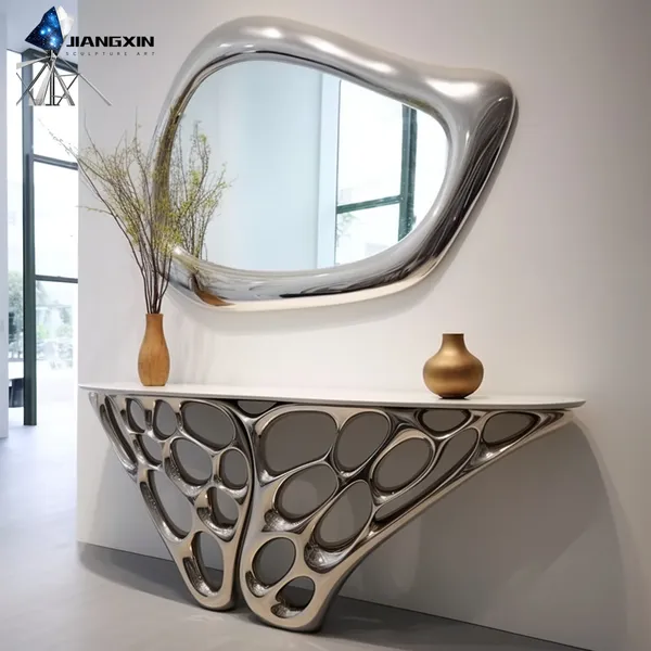 Premium Stainless Steel Furniture Set -- Contemporary Mirrors and Side Tables for Hotels, Exhibition Halls and High-end Residences photo-3