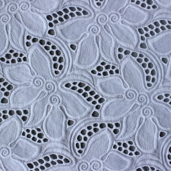 XE059 Bleach Eyelet Fabric Schiffli Cotton Lace Fabric Hollow Out For Garments photo-5