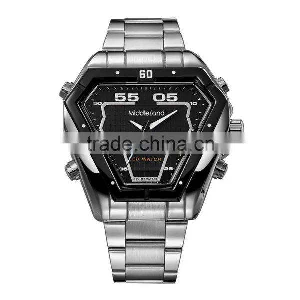 2015 Japan Movement Double ca Lendar All Stainless Steel Watches Waterproof photo-2