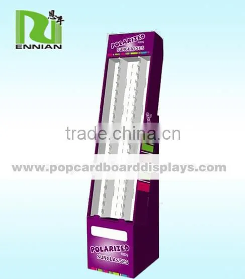 Custom Cardboard Floor Standing Sunglasses Display Rack In Trade Show