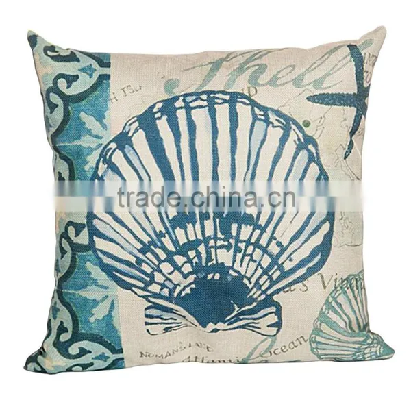2016 Hot Sale Popular Fashion Home Decorative Conch Printing Linen Cheap Cushion Cover photo-3