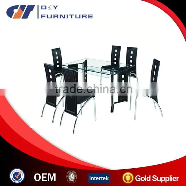 Glass and Metal Dinning Room Furniture Set