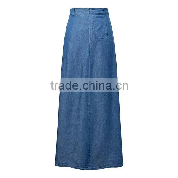 OEM Top Girls Fashion Women European Type Denim Jeans Long Bleach Skirts