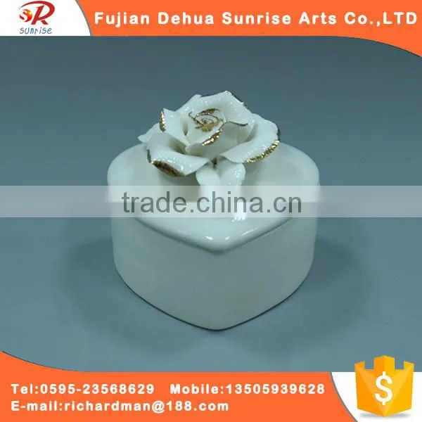 Love the Style White Glazed Ceramic Jewelry Box