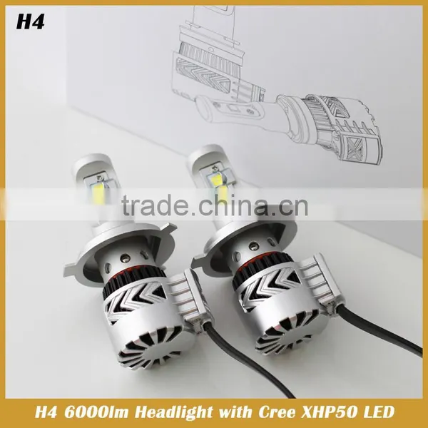 H4 9003 HB2 6000lm Headlight With XHP50 LED Car Head Lamp Styling photo-2