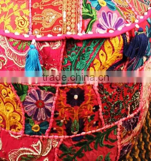 Ethnic Poof Indian Pouf Ottoman Storage Pouf Cover Footstool Bohemian Gypsy Decor photo-2