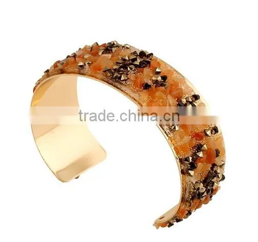 Brand New Vintage Gold Bracelets Bangles Crystals Flower Open Cuff Bangle photo-6