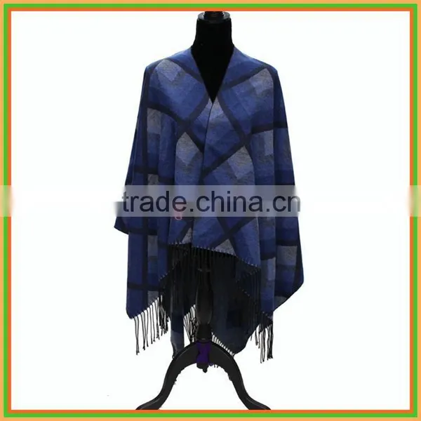 Woman Black Trim Mexican Knitted Leather Ponchos And Shawls photo-3