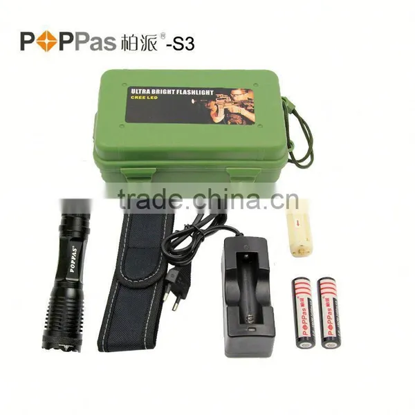 2015 Hot Sale S3 Aluminium Zoomable Flashlight Reinforced With 3AAA/1*18650 photo-3
