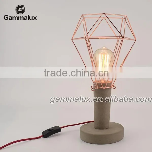 E27 Vintage Concrete Table Lamp Concrete Desk Lamp With Copper Cage Lampshade Quality Choice photo-4