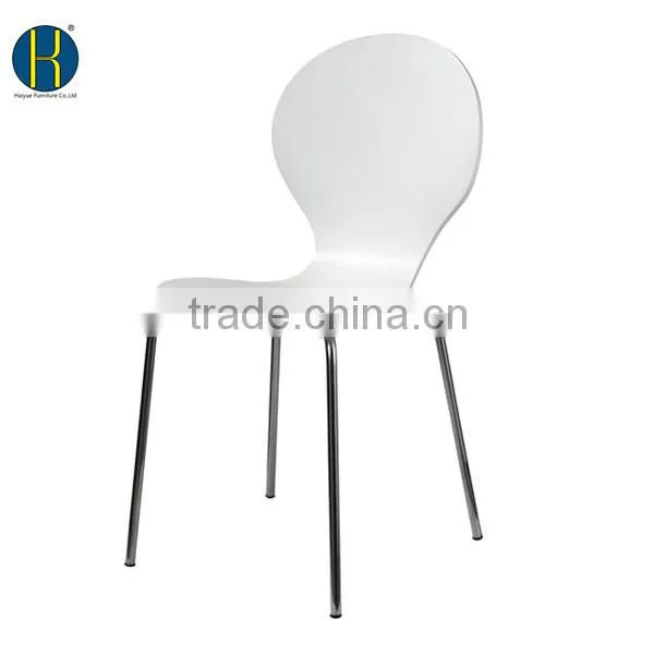 HY 3014 White Color High Quality Plywood Restaurant Chair With Tube Legs photo-2