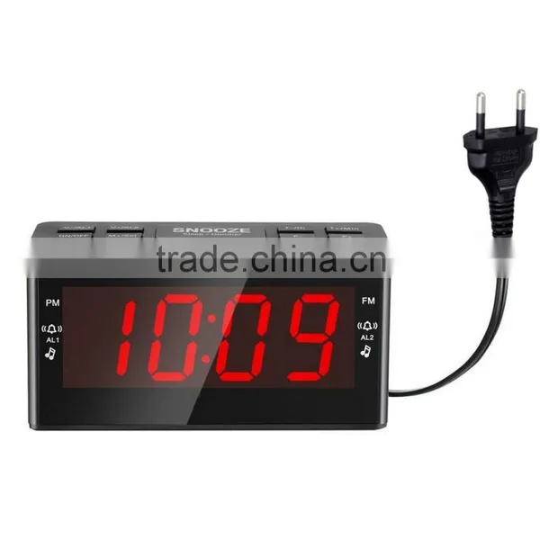 Hotel Digital Alarm Clock Radio Receiver Large Jumbo LED Display Snooze Sleep photo-3