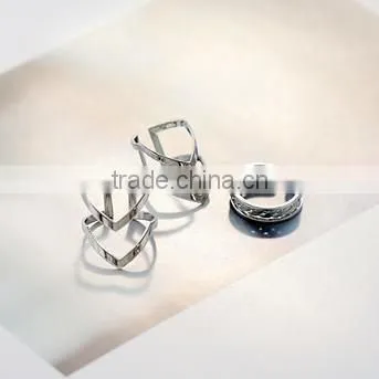 New Stainless Steel Jewelry Triangle Set Rings photo-2