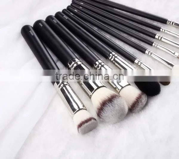 Top Grade Copper Ferrule 10pcs Private Label Makeup Brush Black, High Quality Private Label Makeup Brush Black photo-6