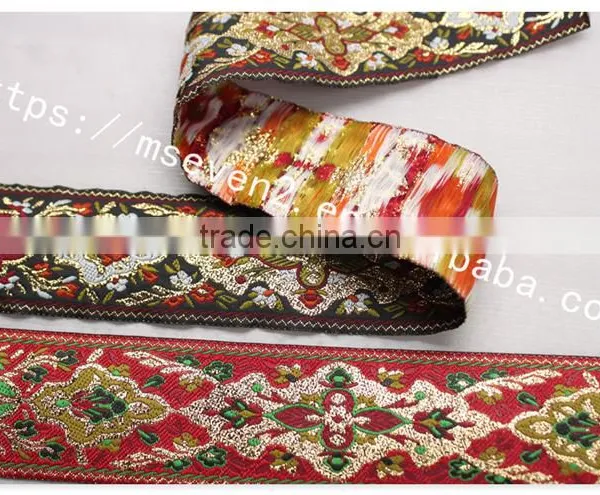 Newest 4.3cm Width Ethnic Embroidery Webbing Polyester for Garment/bag photo-5
