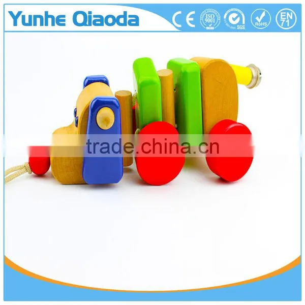 Colorful Pull Along Wiggles Dog Wooden Toy Wiggles as You Pull They Make a Clicking Sound and Make a Fun Baby photo-2