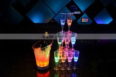 Multi-color Optional Promotional Liquid Active LED Light Champagne Glass With FDA Food Grade photo-3