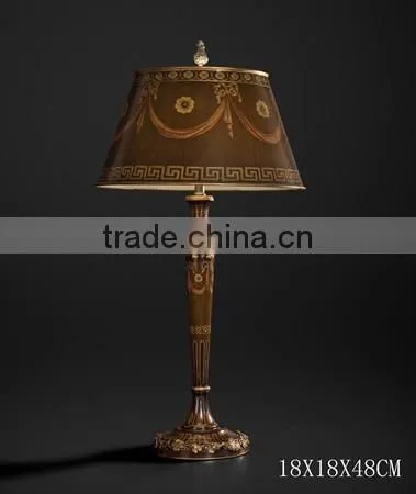 Antique Wood Carved Vase Shaped Table Lamp With Shade, Wooden Desk Lamp Painting With Sexy Leopard, Home Decorative Art & Crafts photo-2