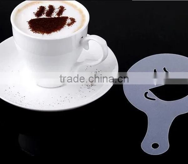CY183 16Pcs/set Mold Coffee Milk Cake Cupcake Stencil Template Coffee Barista Cappuccino Template Strew Pad Duster Spray Tools photo-4