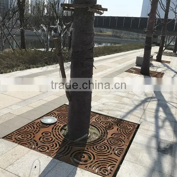 FO-9T01 High Quality Corten Steel Tree Perforated Strainer, Tree Pool Cover photo-2