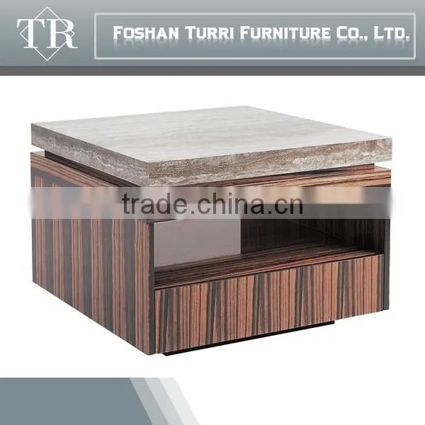 Green MDF Coffee Table With Natural Stone Travertine photo-2