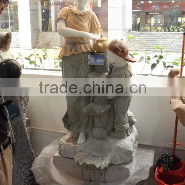 Two Children Fountain Marble Stone for Home Decorations photo-3