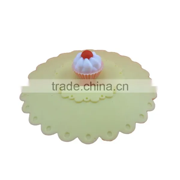 Food Grade Silicone Rubber Anti-dust Airtight Seal Silicone Drink Cup Lids With Cake Shape photo-4