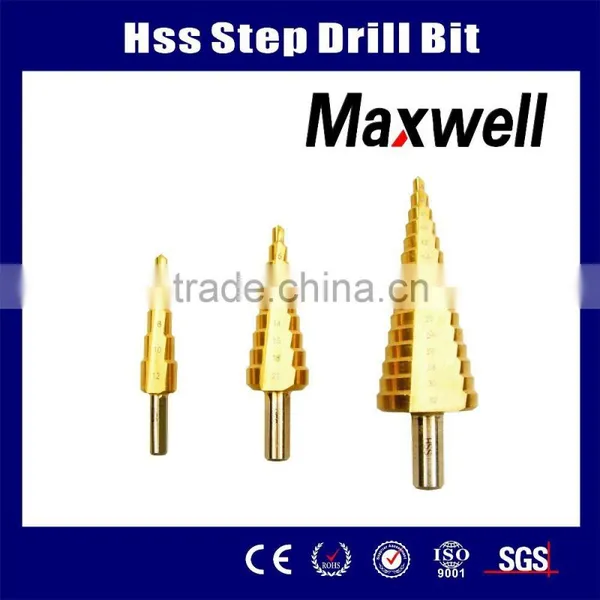 Hss Step Drill Bit / 3pc HSS Titanium Step Drill Bit