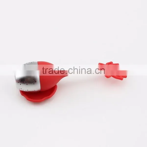 Nice Design Mini Silicone Flower Tea Infuser in Red photo-5